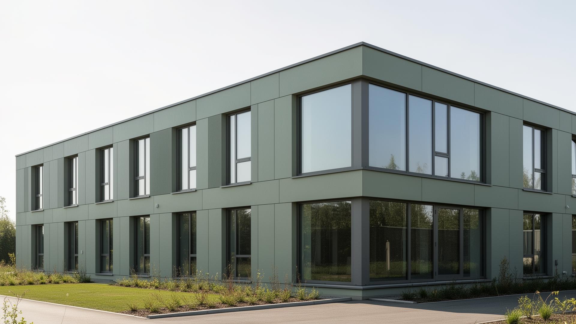 Edificio efficiente con facciata moderna e ampie vetrate